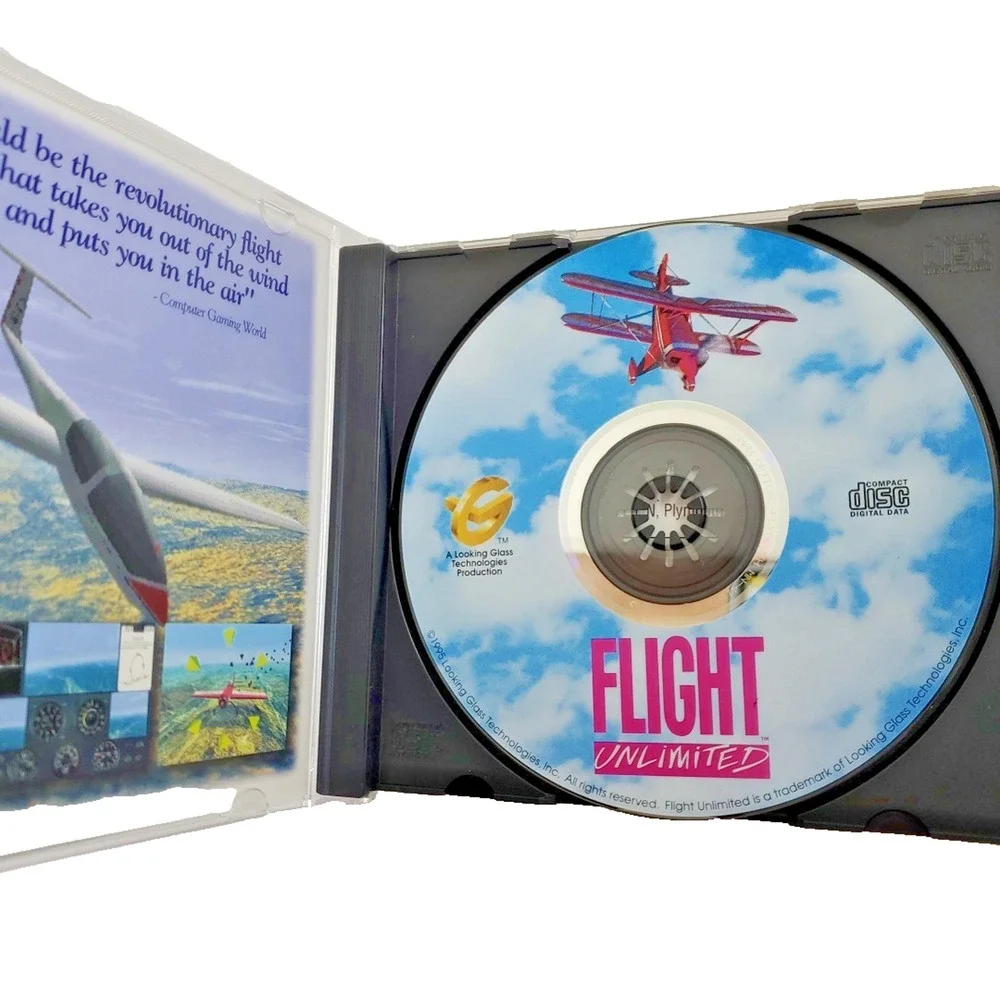 90s Flight Unlimited PC Video Game Simulator CD-Rom Windows 95 Vintage Computer